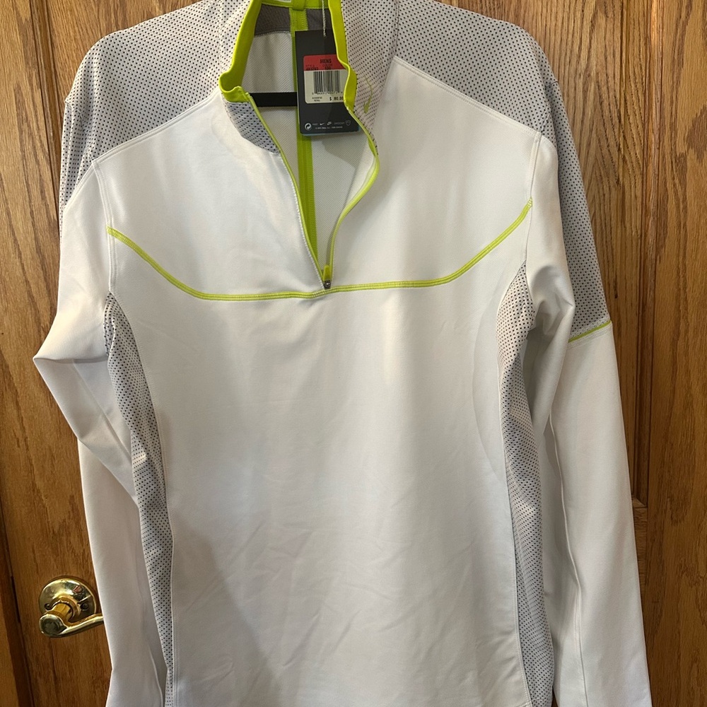 Nike Golf White and Gray Pullover with Neon Yellow Accents with tags